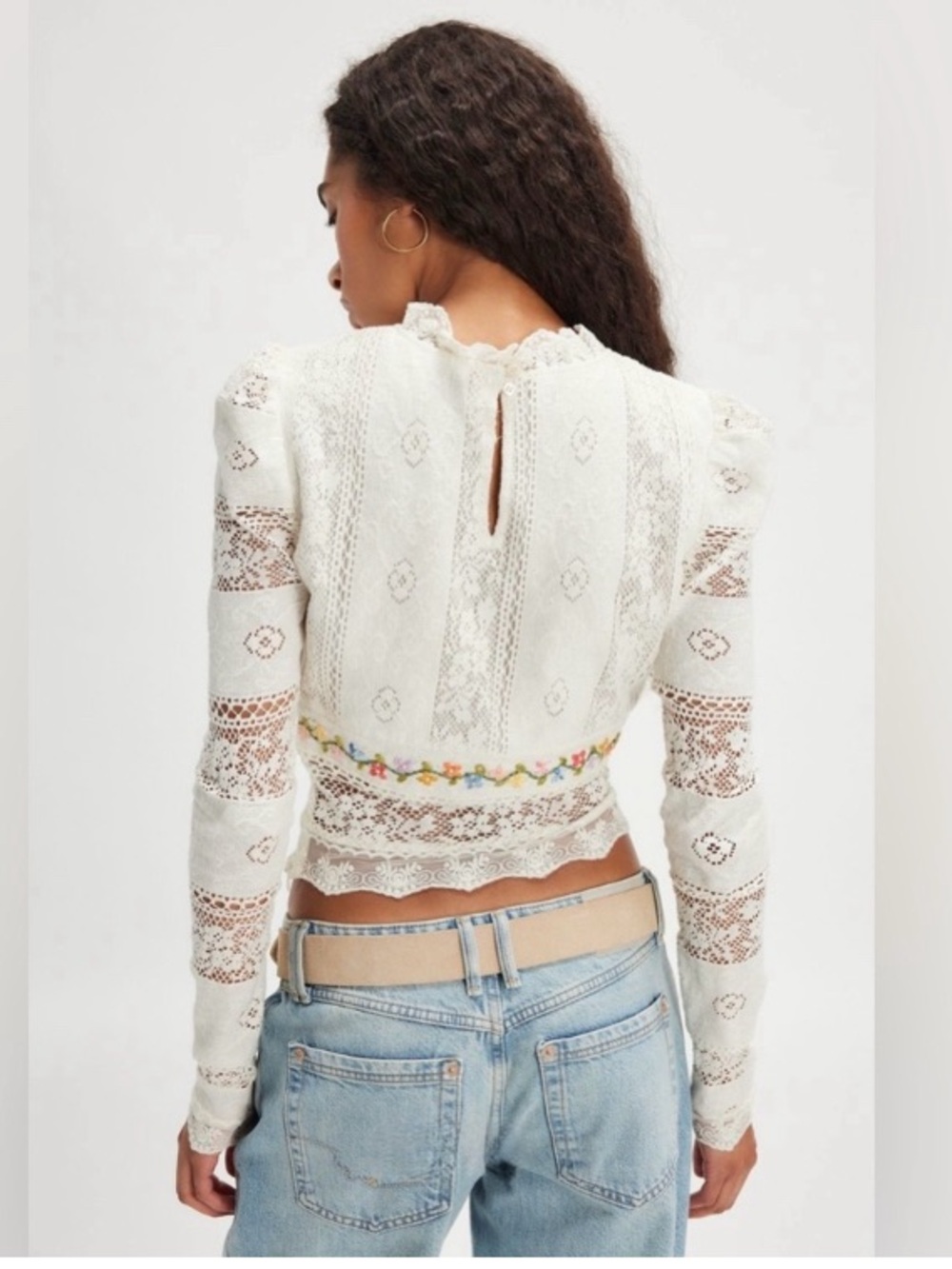 NWT FREE PEOPLE Garden Grace Top Ivory Combo MSRP $198 Size XS - Picture 2 of 15